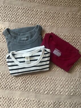 Short Sleeve Tee Bundle - Gray, Black/White Stripe & Burgundy